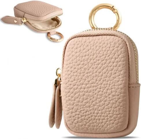 Hoorae Women's Leather Coin Purse - Small Zippered Change Purse Keychain Wallet Mini Pouch (brown) in Saudi Arabia