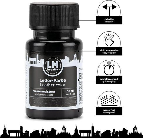Leather Paint 1.69 fl oz - Black - Faux Leather Paint for Leather Care, Repair & Creative DIY Projects – Perfect for Shoes, Bags, and Smooth Leather Surfaces | Pintura para Zapatos in Saudi Arabia