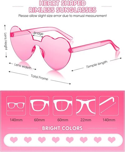 Colzzy 16 Pair Heart Shaped Sunglasses Bulk Witch Birthday Party Sunglasses Candy Color Eyewear for Party Women in Saudi Arabia