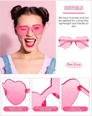 Colzzy 16 Pair Heart Shaped Sunglasses Bulk Witch Birthday Party Sunglasses Candy Color Eyewear for Party Women in Saudi Arabia