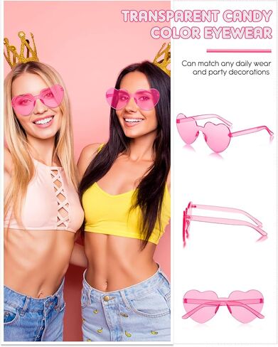 Colzzy 16 Pair Heart Shaped Sunglasses Bulk Witch Birthday Party Sunglasses Candy Color Eyewear for Party Women in Saudi Arabia