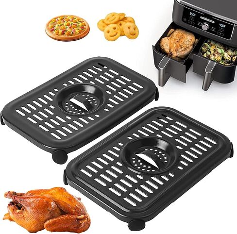 مقلاة شواء الهواء لـ Ninja Foodi AD350CO DZ401 DZ550 10 Quart DZ071 7 Quart 6 in 1 FlexBasket Air Fryer، استبدال مقلاة الهواء هش لوحة ملحقات صينية لوحة الشواية، آمنة للاستخدام في غسالة الأطباق in Kuwait