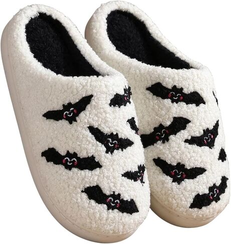 Cute Halloween Slippers for Women Perfect Soft Plush Comfy Warm Slip-On Halloween Pumpkin Slippers fo Women Indoor Fluffy House Slippers for Women and Men Non-slip Fuzzy Flat Slides in Kuwait