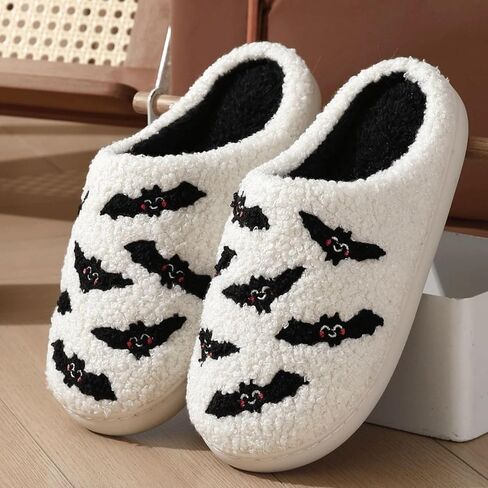 Cute Halloween Slippers for Women Perfect Soft Plush Comfy Warm Slip-On Halloween Pumpkin Slippers fo Women Indoor Fluffy House Slippers for Women and Men Non-slip Fuzzy Flat Slides in Kuwait