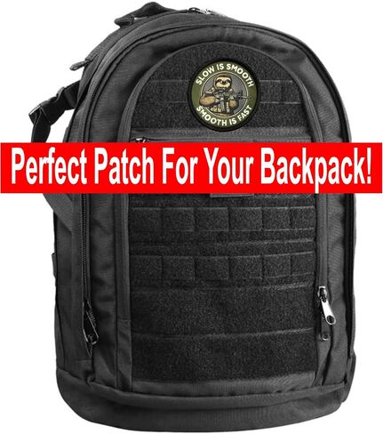RedheadedTshirts - Slow is Smooth Smooth is Fast Morale Patch - Tactical Sloth Funny Patch for Military Gear, Backpacks, Operator Baseball Caps, Plate Carrier Patch & Vests - Made in The USA - 2x3 in Saudi Arabia