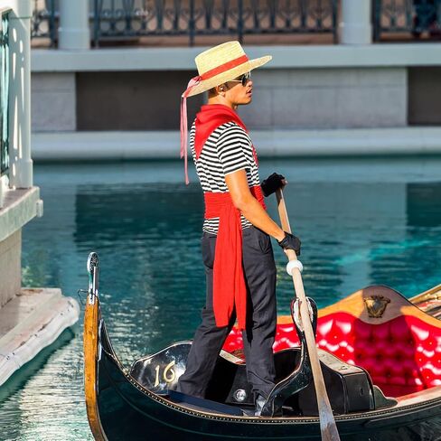 4 Pcs Halloween Italy men Costume White and Black Stripe Shirt Red Neck Scarf Straw Boater Hat for Men Cosplay in Saudi Arabia
