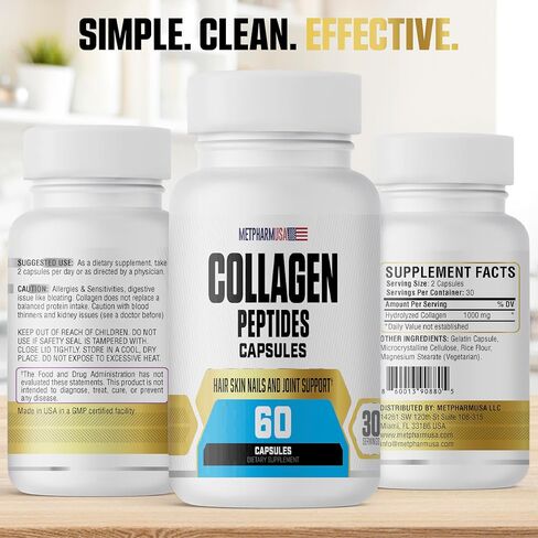 Collagen Peptides Capsu;ES, 1000 mg, Hair Skin Nails and Joint Support, 30 Servings in Saudi Arabia