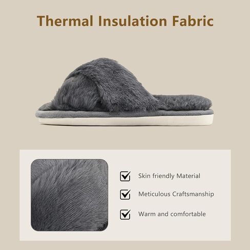 Fuzzy House Slippers for Women, Cross Band with Memory Foam Cozy Comfy Women's Slipper Cute Soft Open Toe Shoes Slip On Gifts for Womens Mom Her Ladies Bridesmaid Sandals Indoor Outdoor in Saudi Arabia
