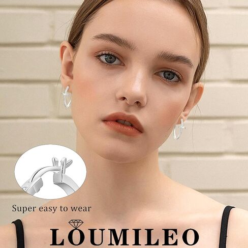 LOUMILEO أقراط حلقية من الفضة الاسترليني للنساء لا تسبب الحساسية 14 قيراط مطلية بالذهب حجر الراين أقراط حلقية للرجال خفيفة الوزن أقراط متقاطعة فضية مع هدايا مجوهرات زركونيا مكعبة 20/30/40 مم in Kuwait