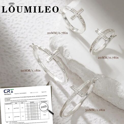 LOUMILEO أقراط حلقية من الفضة الاسترليني للنساء لا تسبب الحساسية 14 قيراط مطلية بالذهب حجر الراين أقراط حلقية للرجال خفيفة الوزن أقراط متقاطعة فضية مع هدايا مجوهرات زركونيا مكعبة 20/30/40 مم in Kuwait