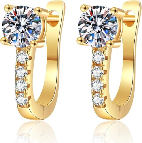 Moissanite Gold Hoop Stud Earring for Women, 0.5 Carat Round Cut, Trendy Gifts For Mom, Wife, or Yourself in Saudi Arabia