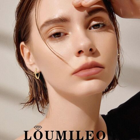 LOUMILEO أقراط حلقية من الفضة الاسترليني للنساء لا تسبب الحساسية 14 قيراط مطلية بالذهب حجر الراين أقراط حلقية للرجال خفيفة الوزن أقراط متقاطعة فضية مع هدايا مجوهرات زركونيا مكعبة 20/30/40 مم in Kuwait
