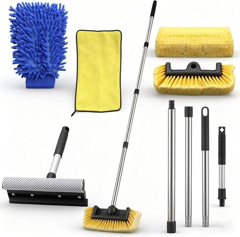 LemonRoad 65'' Five-Sided Car Wash Brush with Long Extendable Handle, Scratch-Free Soft Bristles Car Cleaning Wash Mop Kit, Universal for Truck RV SUV Boats Floors in Saudi Arabia