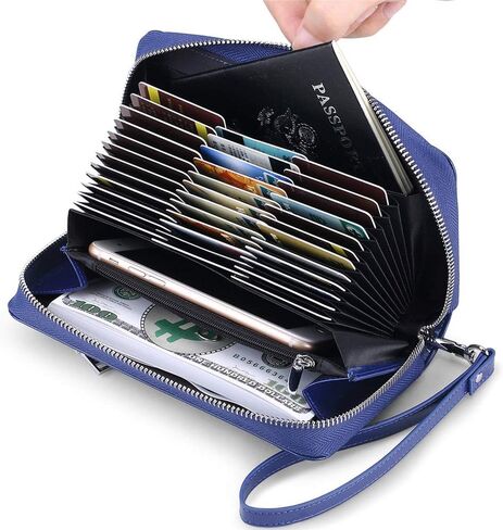 Women's RFID Blocking Leather Wallet Credit Card Holder Zipper Clutch Purse in Kuwait