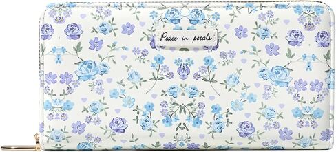 Sunwel Fashion Floral Clutch Wallet للنساء خمر المرقعة Ditsy الزهور سستة حول محفظة بطاقة الائتمان (الرقعة الوردية) in Kuwait
