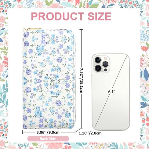 Sunwel Fashion Floral Clutch Wallet للنساء خمر المرقعة Ditsy الزهور سستة حول محفظة بطاقة الائتمان (الرقعة الوردية) in Kuwait