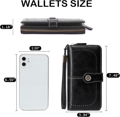 BYWAUQI Wallets for Women Leather Large Capacity Credit Card Holder for Women with Wristlet Zipper Pocket ID Window(brown) in Saudi Arabia