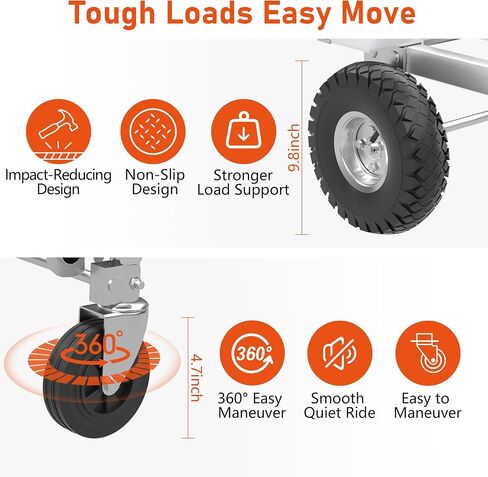 Folding Hand Truck Dolly Cart with 4 Wheels & 2 Elastic Ropes, Foldable Dolly Lightweight Portable Moving Dolly Cart for Luggage, Travel, Shopping in Saudi Arabia