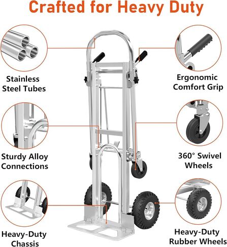 Folding Hand Truck Dolly Cart with 4 Wheels & 2 Elastic Ropes, Foldable Dolly Lightweight Portable Moving Dolly Cart for Luggage, Travel, Shopping in Saudi Arabia