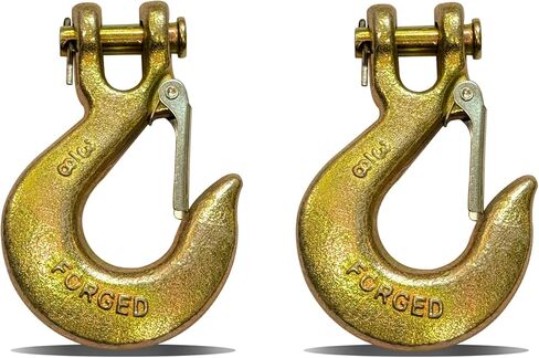HENBOW 3/8" Clevis Slip Hooks,Trailer Chain Hooks with Safety Latch,7100LBS Work Load Limited Capacity,Yellow Zinc G70 Alloy Forged Steel Tow Grab Hook Heavy Duty for Trailer Truck Transport(4 Pack) in Kuwait