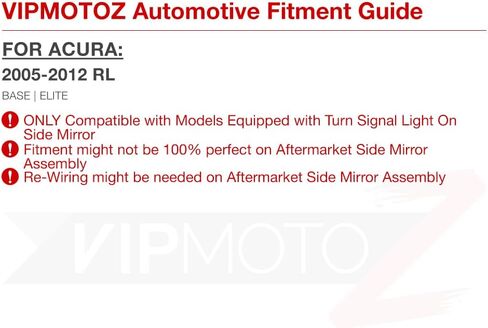 VIPMOTOZ [إشارة الانعطاف التسلسلي] استبدال مجموعة مصابيح مؤشر ضوء المرآة الجانبية LED بالكامل متوافق مع 2005-2012 Acura RL Base Elite Chrome الإسكان عدسة مدخنة، مجموعة جانبية للسائق والركاب in Saudi Arabia