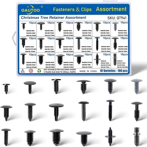 OAUTOO 180pcs Single Head Xmas Tree Retainer Clip Assortment Automotive Push Pin Rivets Kit in Saudi Arabia