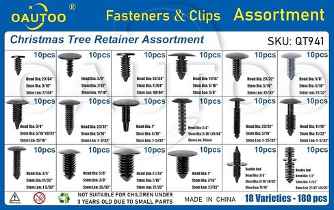 OAUTOO 180pcs Single Head Xmas Tree Retainer Clip Assortment Automotive Push Pin Rivets Kit in Saudi Arabia