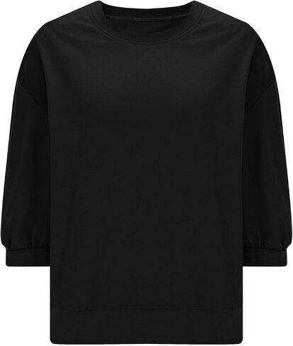3/4 كم بلوزات للنساء كبيرة الحجم قطرة الكتف Crewneck البلوز القمم عادية فضفاض منقوشة تجريب الصالة الرياضية قمصان in Saudi Arabia