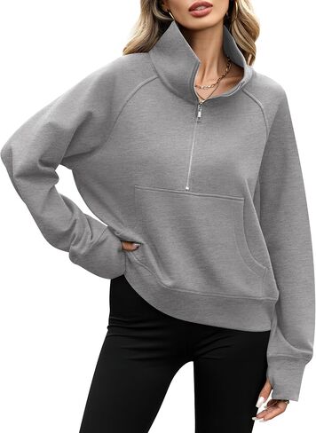 Women's Half Zip Fleece Sweatshirts Raglan Long Sleeve Pullover Oversized 2025 Fall Casual Outfits Clothes in Saudi Arabia