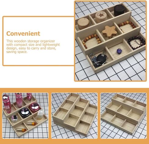 Zerodeko Office Decor 9 Grid Wood Jewelry Tray Jewelry Drawer Organizer Showcase Display Box Ring Earrings Holder Divided Organizer Tray Sorting Tray for Rings Earring Storage Display Desk Organizer in Saudi Arabia