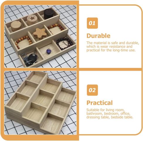 Zerodeko Office Decor 9 Grid Wood Jewelry Tray Jewelry Drawer Organizer Showcase Display Box Ring Earrings Holder Divided Organizer Tray Sorting Tray for Rings Earring Storage Display Desk Organizer in Saudi Arabia