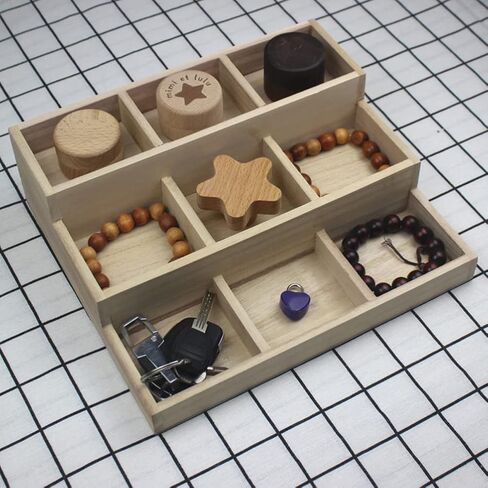 Zerodeko Office Decor 9 Grid Wood Jewelry Tray Jewelry Drawer Organizer Showcase Display Box Ring Earrings Holder Divided Organizer Tray Sorting Tray for Rings Earring Storage Display Desk Organizer in Saudi Arabia