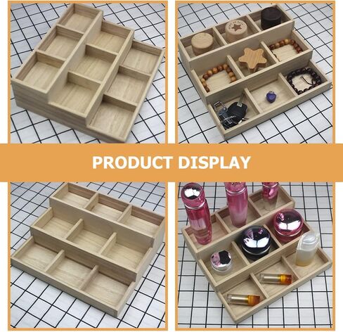 Zerodeko Office Decor 9 Grid Wood Jewelry Tray Jewelry Drawer Organizer Showcase Display Box Ring Earrings Holder Divided Organizer Tray Sorting Tray for Rings Earring Storage Display Desk Organizer in Saudi Arabia