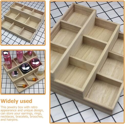 Zerodeko Office Decor 9 Grid Wood Jewelry Tray Jewelry Drawer Organizer Showcase Display Box Ring Earrings Holder Divided Organizer Tray Sorting Tray for Rings Earring Storage Display Desk Organizer in Saudi Arabia