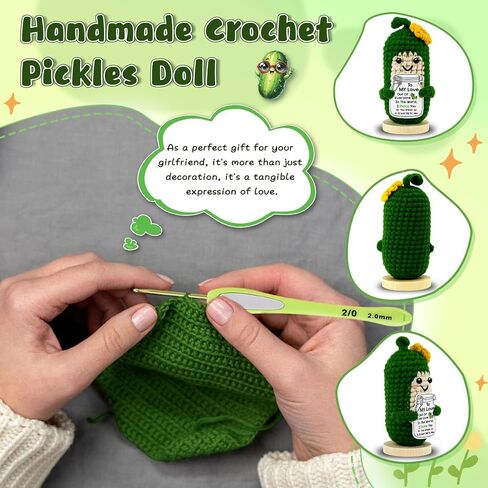 Love You Gifts for Him Her Boyfriend Girlfriend, Sweetest Day for Wife Husband Handmade Crochet Emotional Pickle Birthday Romantic I Love You Gift for Men Women Christmas in Saudi Arabia