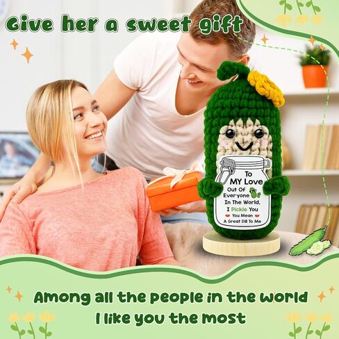 Love You Gifts for Him Her Boyfriend Girlfriend, Sweetest Day for Wife Husband Handmade Crochet Emotional Pickle Birthday Romantic I Love You Gift for Men Women Christmas in Saudi Arabia