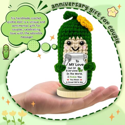 Love You Gifts for Him Her Boyfriend Girlfriend, Sweetest Day for Wife Husband Handmade Crochet Emotional Pickle Birthday Romantic I Love You Gift for Men Women Christmas in Saudi Arabia