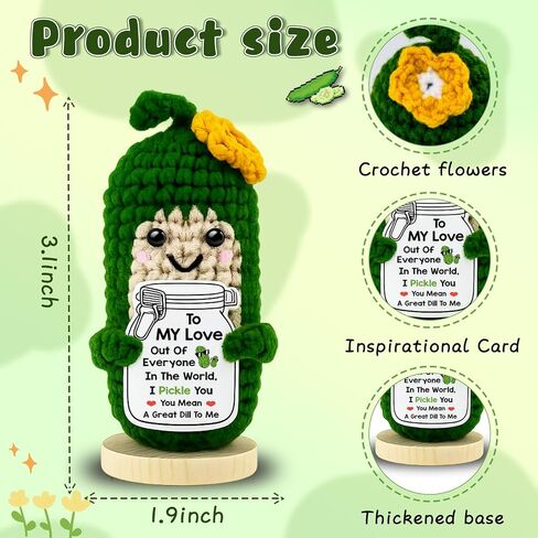 Love You Gifts for Him Her Boyfriend Girlfriend, Sweetest Day for Wife Husband Handmade Crochet Emotional Pickle Birthday Romantic I Love You Gift for Men Women Christmas in Saudi Arabia