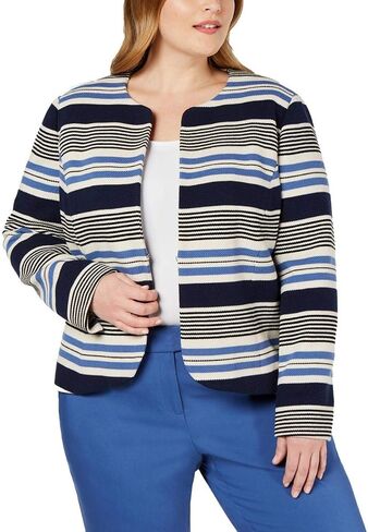 Anne Klein Womens Tulip Jacket, Blue, Plus Size, 18W in Saudi Arabia