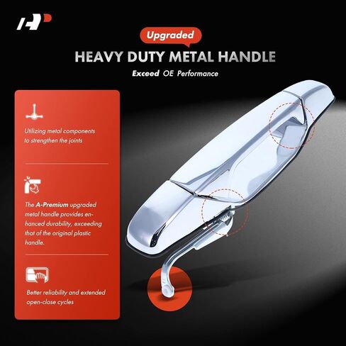 A-Premium Front Left Driver Side Chrome Exterior Door Handle - Upgraded Metal - Compatible with Chevy, GMC, Cadillac - 2007-2013 Silverado Suburban Avalanche Tahoe Sierra Yukon Escalade - 22738721 in Saudi Arabia