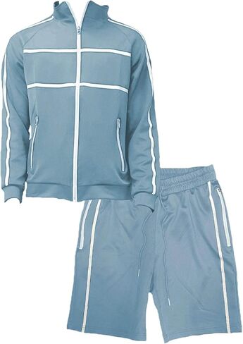 Men's 2PC Track Sets - Arctic Blue Jordan Track Jacket Short Set in Saudi Arabia