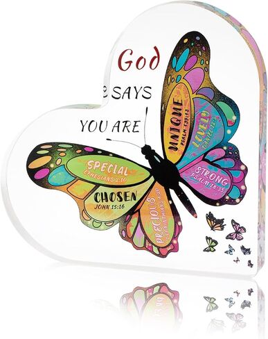 Christian Gifts for Women,Butterfly Inspirational Gifts Religious Spiritual for Her Mom Sister Girl Female Coworker Christian Home Decorative Signs Birthday(5.9 x 5.9 x 0.6in） in Saudi Arabia