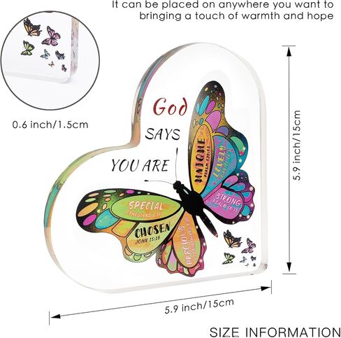 Christian Gifts for Women,Butterfly Inspirational Gifts Religious Spiritual for Her Mom Sister Girl Female Coworker Christian Home Decorative Signs Birthday(5.9 x 5.9 x 0.6in） in Saudi Arabia