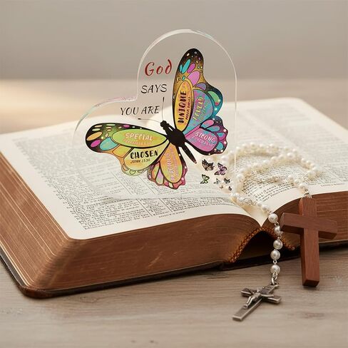 Christian Gifts for Women,Butterfly Inspirational Gifts Religious Spiritual for Her Mom Sister Girl Female Coworker Christian Home Decorative Signs Birthday(5.9 x 5.9 x 0.6in） in Saudi Arabia