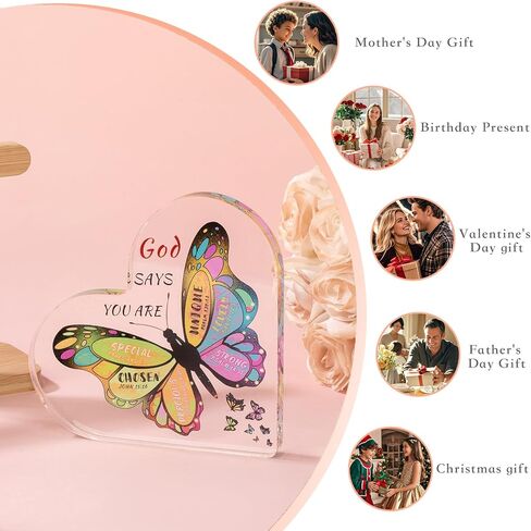 Christian Gifts for Women,Butterfly Inspirational Gifts Religious Spiritual for Her Mom Sister Girl Female Coworker Christian Home Decorative Signs Birthday(5.9 x 5.9 x 0.6in） in Saudi Arabia