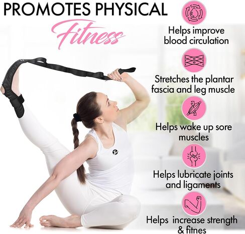 Stretch Strap with Loops for Foot and Calf - Ideal for Physical Therapy, Achilles Tendonitis Relief, and Plantar Fasciitis - Perfect for Yoga, Gymnastics, and Flexibility Training in Kuwait