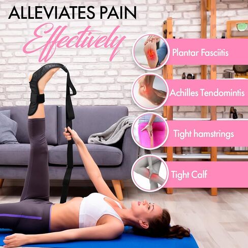 Stretch Strap with Loops for Foot and Calf - Ideal for Physical Therapy, Achilles Tendonitis Relief, and Plantar Fasciitis - Perfect for Yoga, Gymnastics, and Flexibility Training in Kuwait