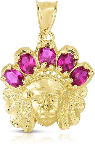 Floreo 10k Yellow Gold Variation of Color Stone Native American Indian Tribal Chief Head Pendant, (0.75" x 0.65") in Saudi Arabia