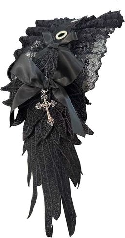 Lolita Headband Cross Black Bow for Women Wing Hair Accessory Gothic Headpieces (Black) in Kuwait