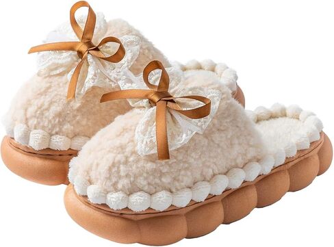 Bow Slippers House Slippers For Women Men House Shoes Memory Foam Plush Bedroom Indoor Outdoor Shoes in Saudi Arabia